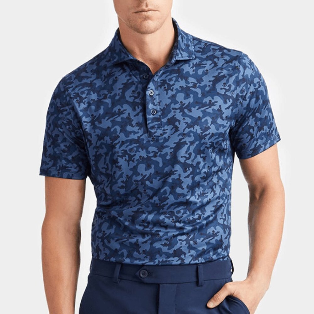NWT G/Fore Men's Twilight Mapped Icon Camo Tech Jersey Polo Small S